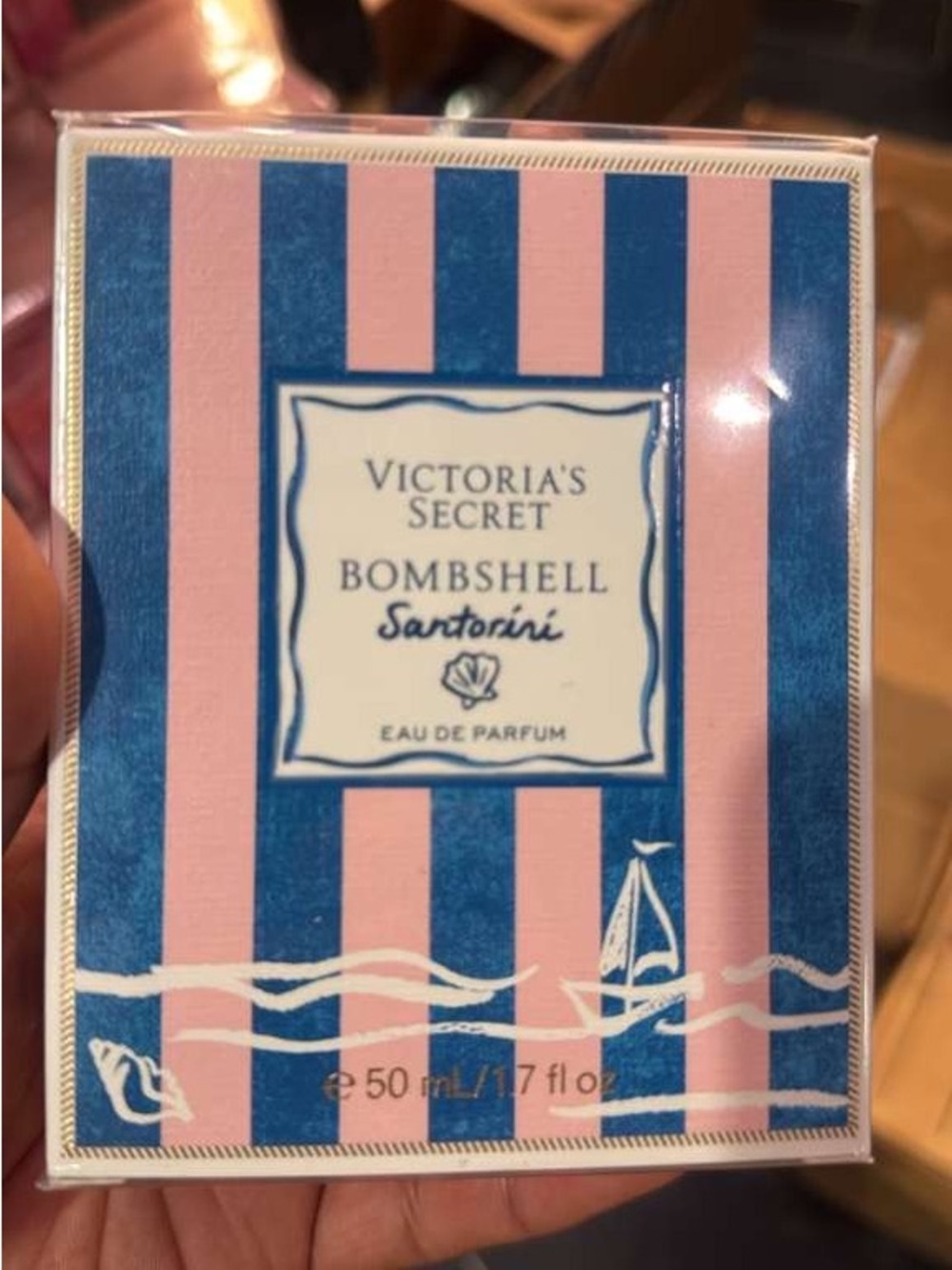 Victoria's Secret Bombshell Santorini - Pink & Blue Striped 1.7 fl oz